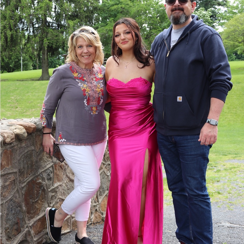 Vibrant Pink Strapless Gown